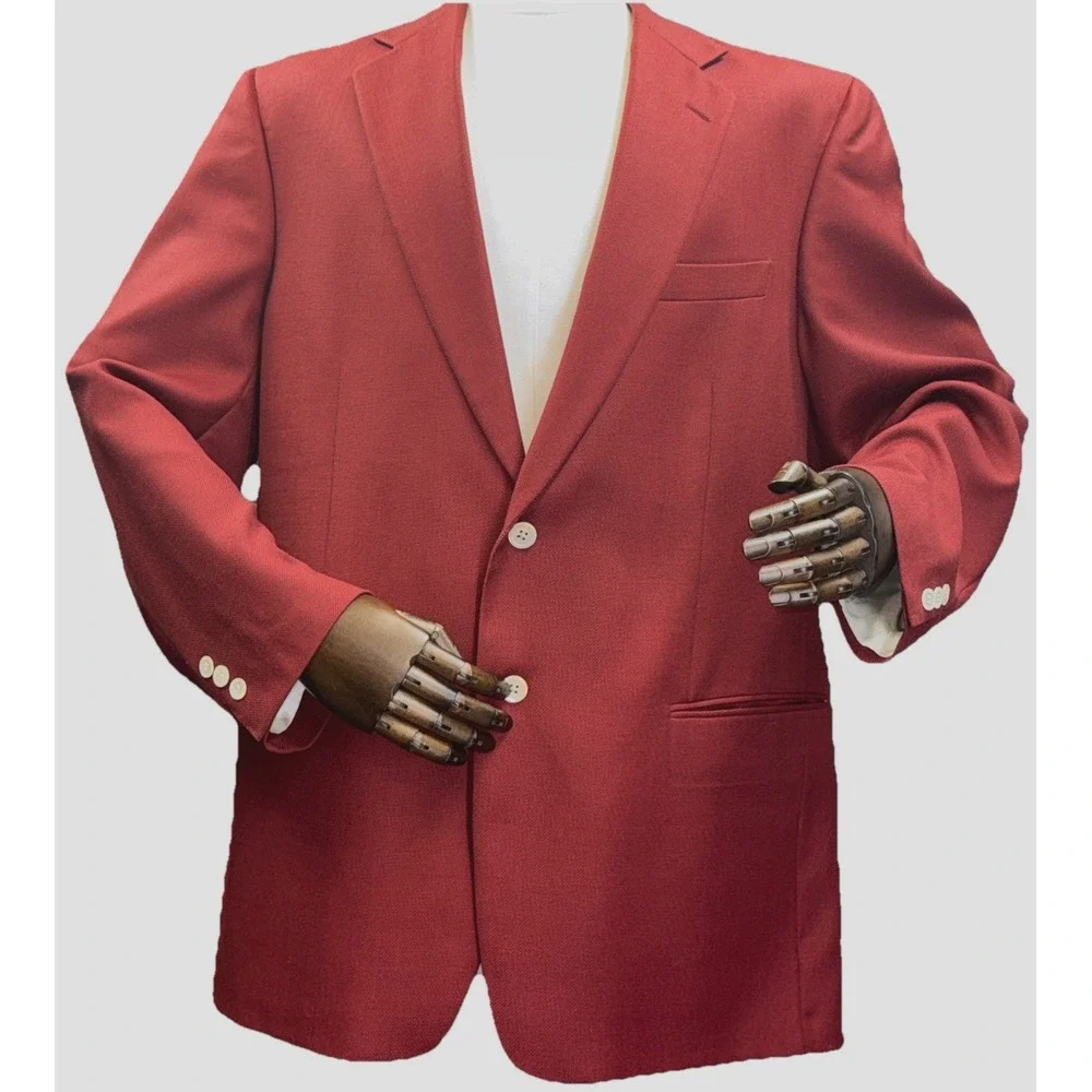 Tallia Uomo 100% Loro Piana & Italy Wool Burgundy Blazer Sport Jacket Size 46L